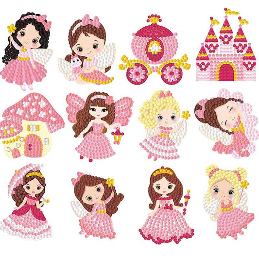 Cartoon Girls In Pink 12 PCS DIY Diamond Painting Stickers Kit