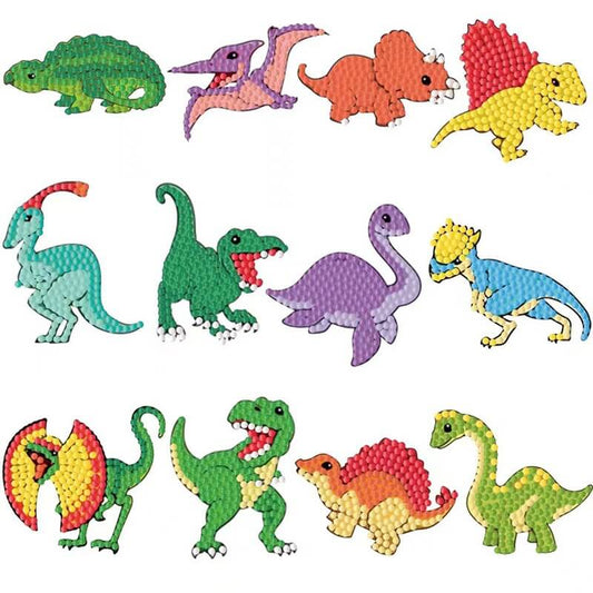 12 PCS Dinosaurs DIY Diamond Painting Stickers Kit