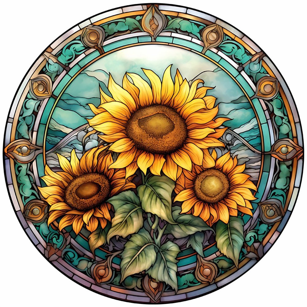 Diamond Painting - Full Round / Square - Stained Glass Sunflower A