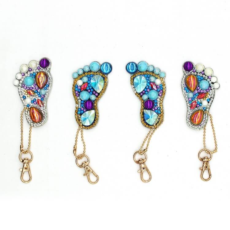 4pcs DIY Feet Diamond Painting Keychains