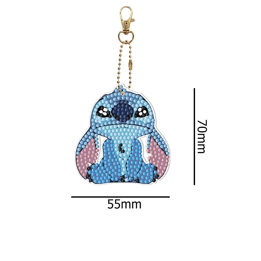 Stitch 5pcs DIY Cartoon Diamond Painting Keychains Size