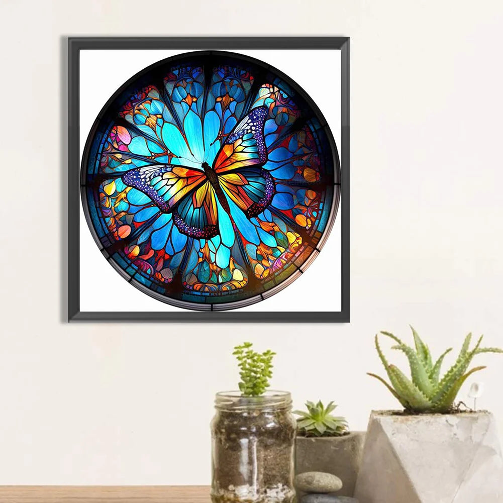 Stained Glass Butterfly Full Round / Square Diamond Painting