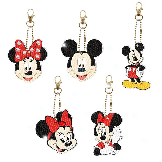 5pcs DIY Diamond Painting Keychains - Micky & Minnie Mouse