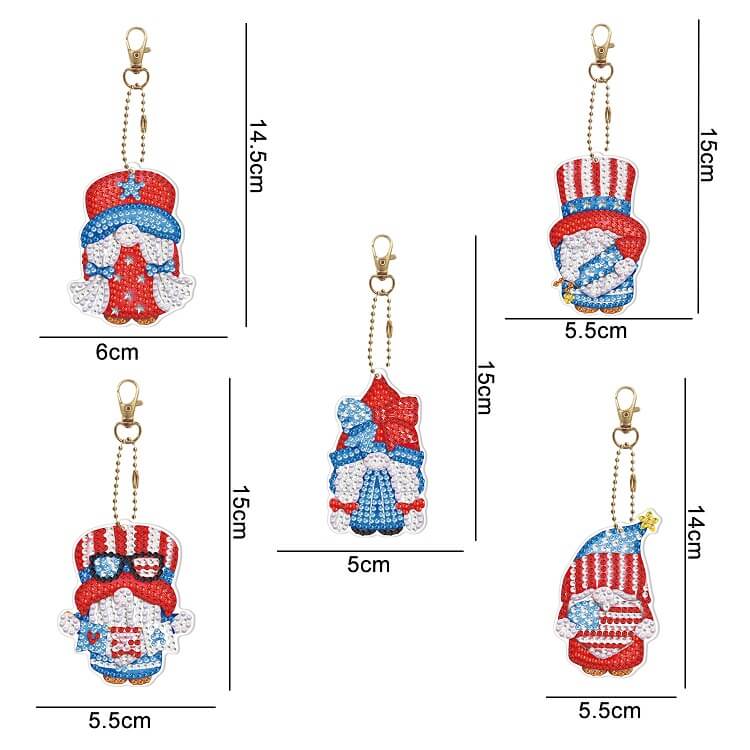 5pcs goblin diamond painting keychains size
