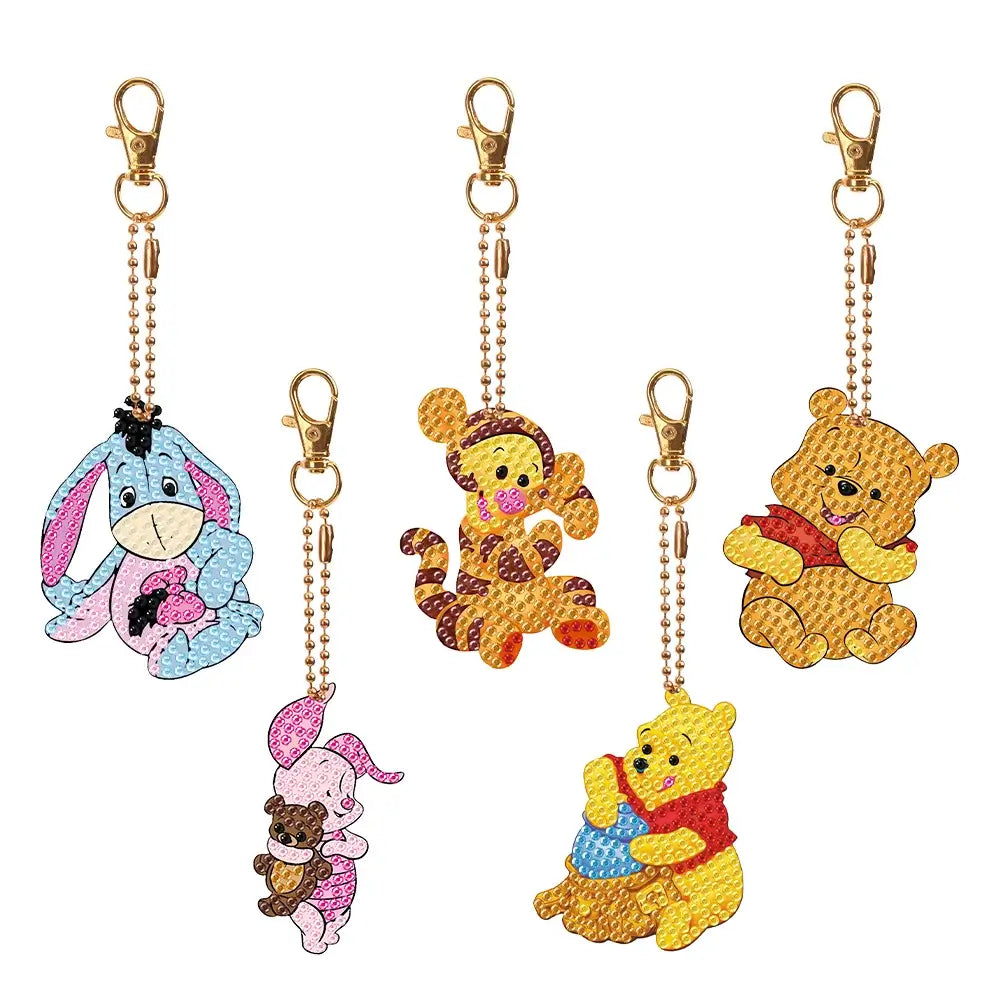 Winnie The Pooh 5pcs DIY Diamond Painting Keychains