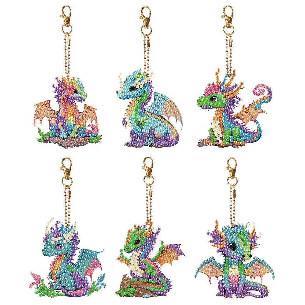Pterosaur 6pcs DIY Diamond Painting Keychains