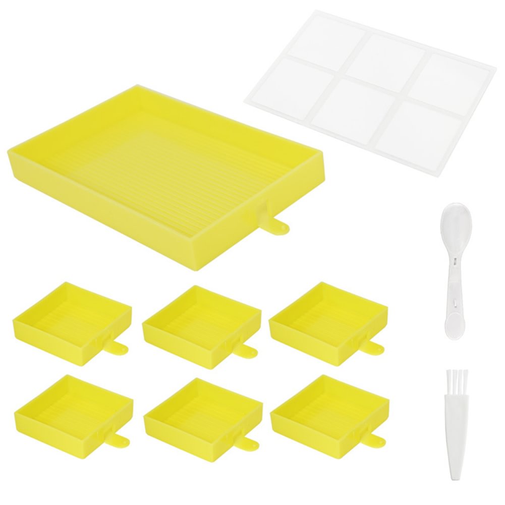 diamond painting beads storage tray kit with lid yellow