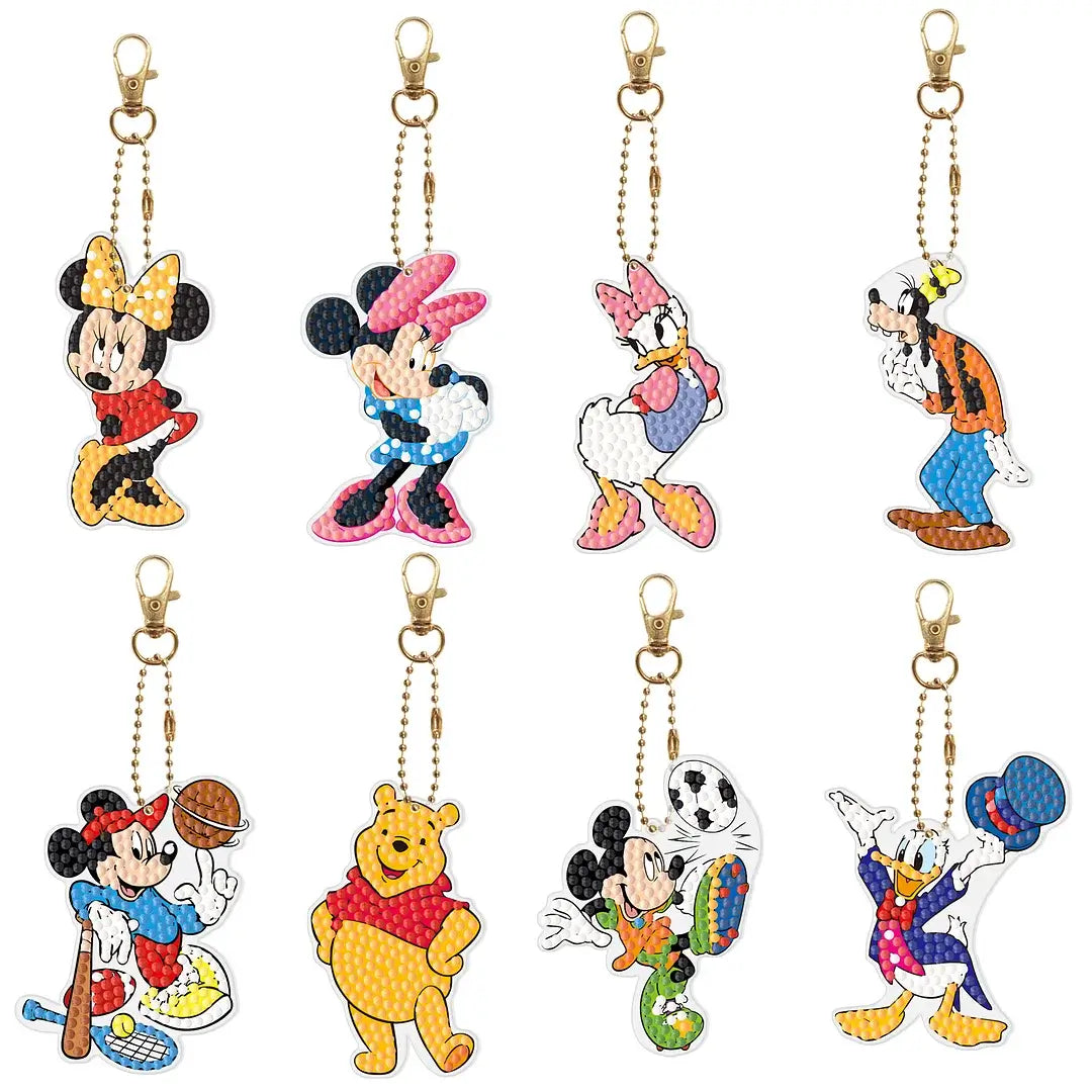 8pcs DIY Disney Cartoon Diamond Painting Keychains / Bag Pendants