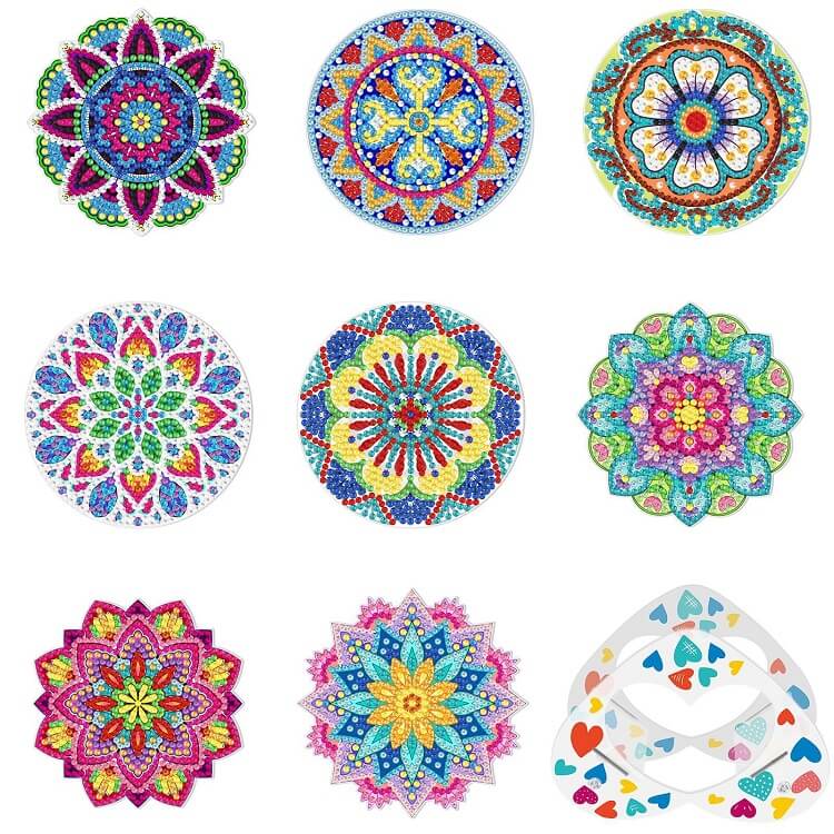 8pcs mandala diamond painting cup coaster set