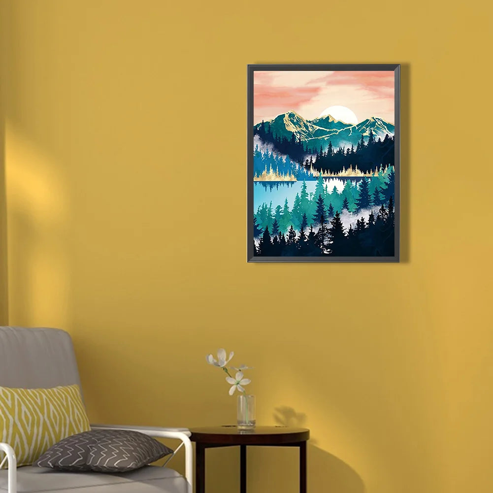 abstract mountain view diamond painting