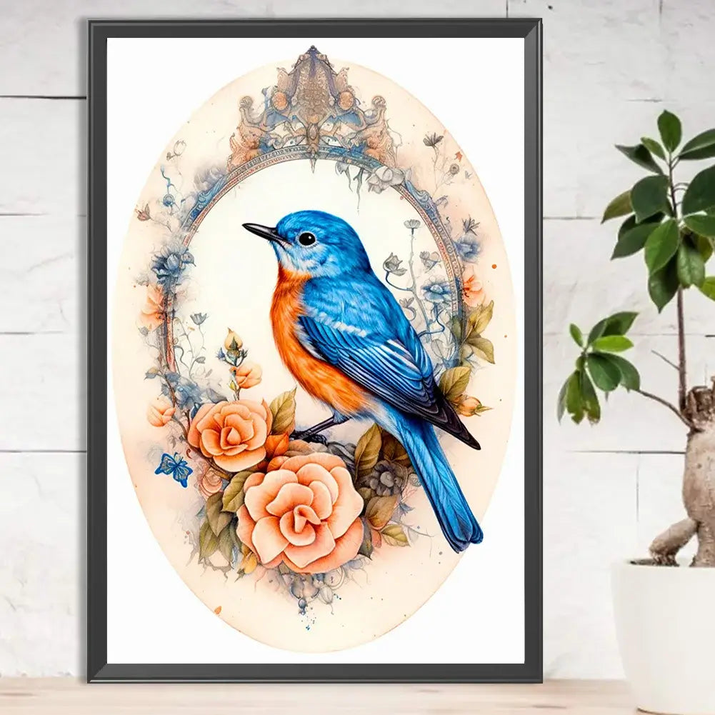 bluebird on flowers 5d diamond painting