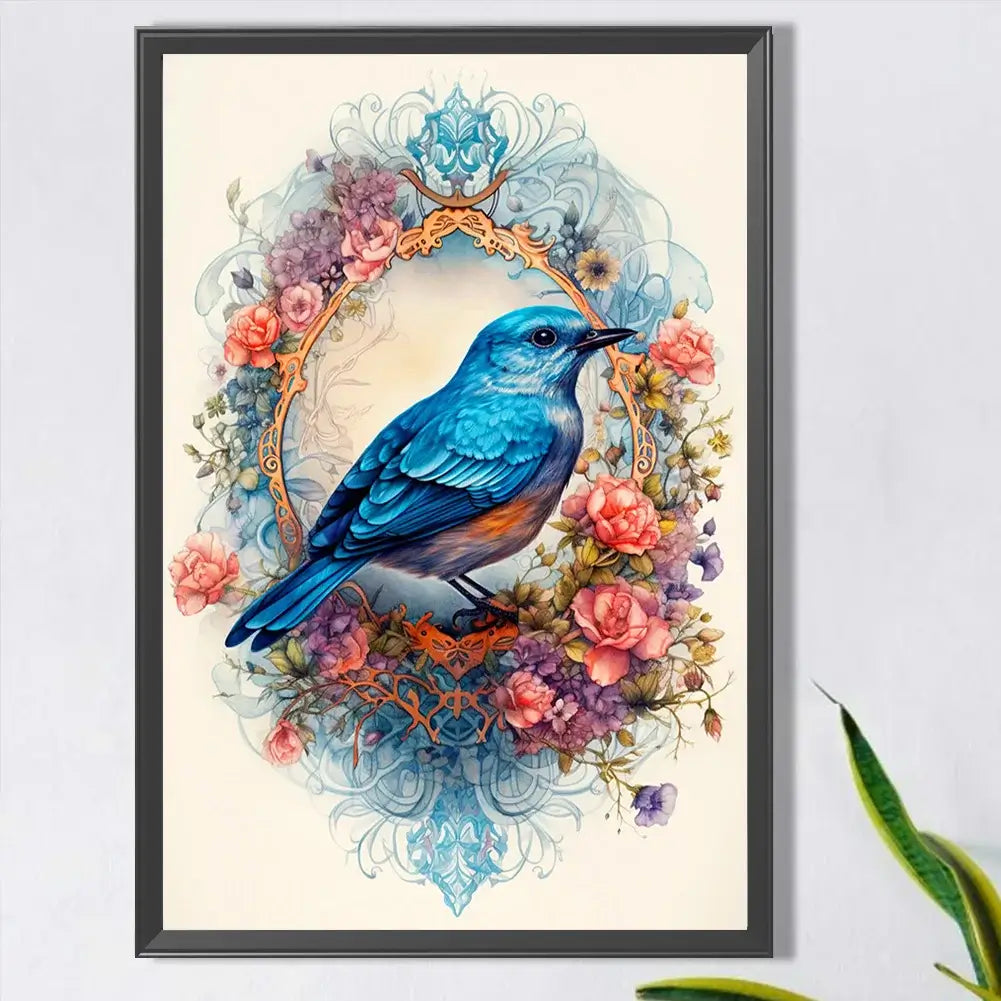 bluebird on flowers diy diamond painting