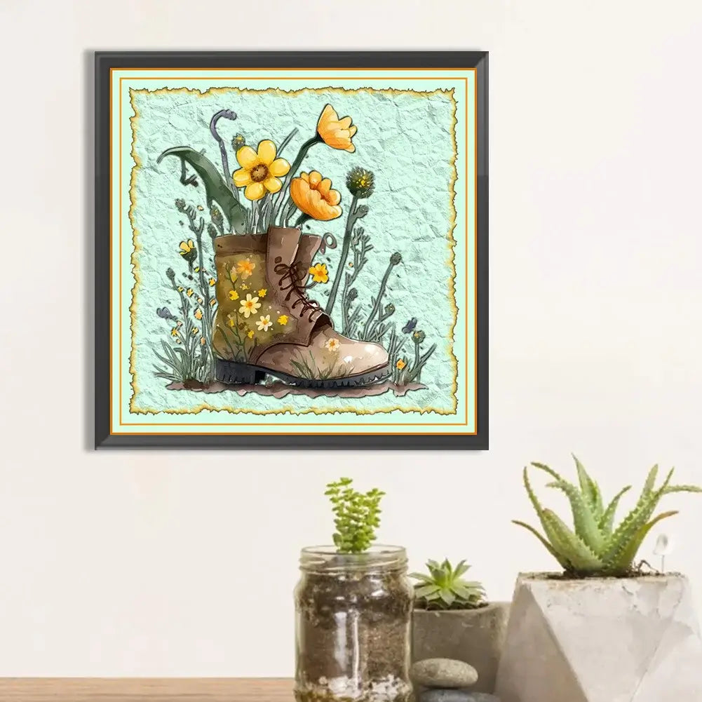 Boot Flower Vase 5D DIY Diamond Painting Kit