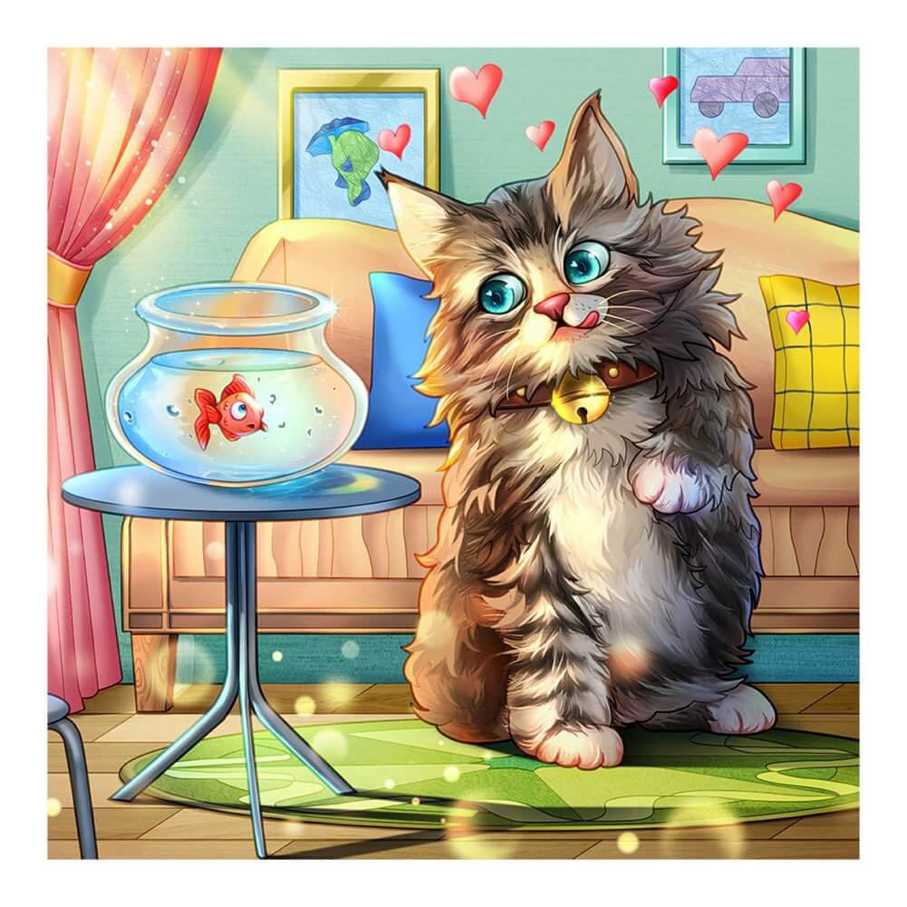 Cat Fishing Diamond Painting