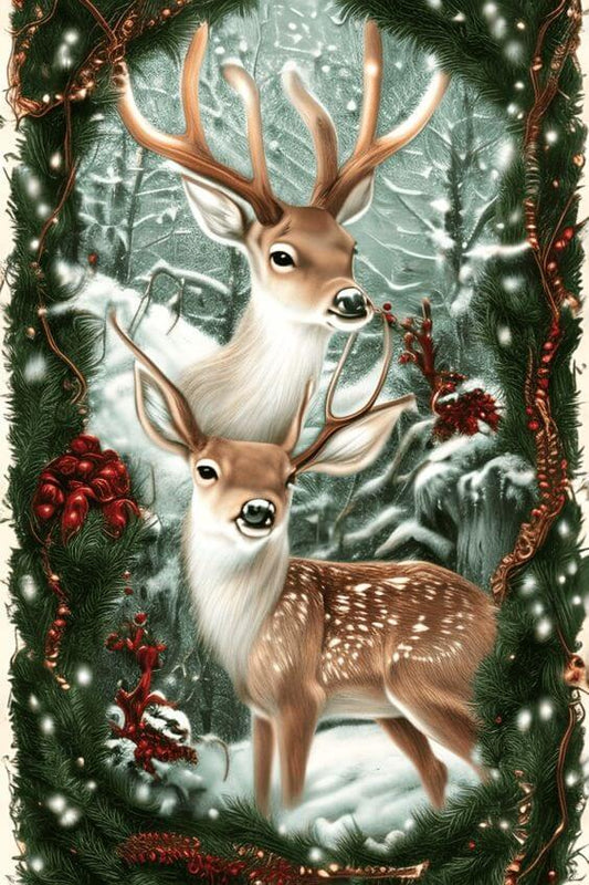 Christmas Deer  Full Round / Square Diamond Painting