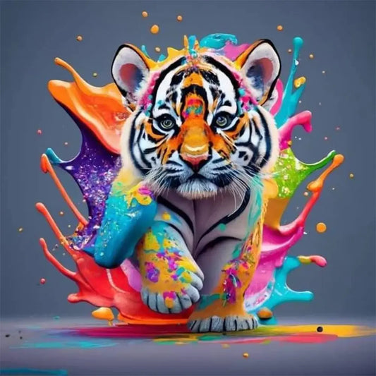 5D DIY Diamond Painting Kit - Full Round / Square - Colorful Tiger