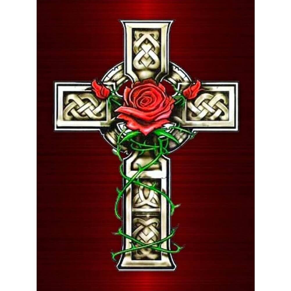 5D DIY Diamond Painting - Full Round / Square - Cross & Rose