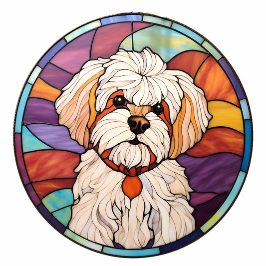 Stained Glass Diamond Painting - Full Round / Square - White Dog