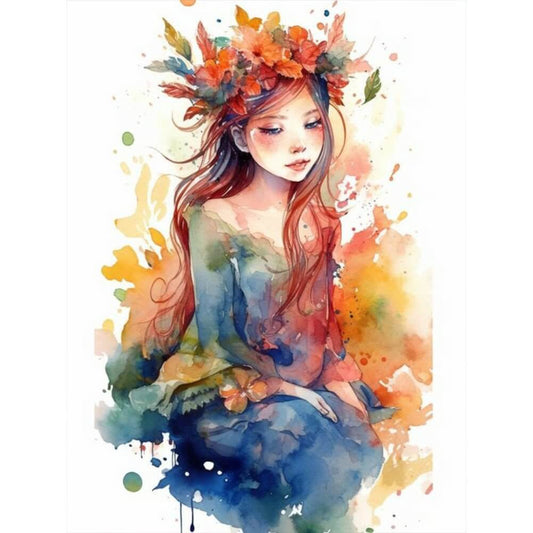 5D DIY Abstract Diamond painting - Full Round / Square - Girl With Flower