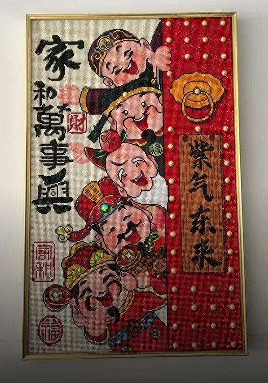 Chinese God of Wealth AB luxurious polyester cloth diamond Painting Kit
