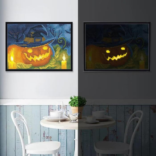 Luminous Halloween Diamond Painting - Full Drill - Pumpkin