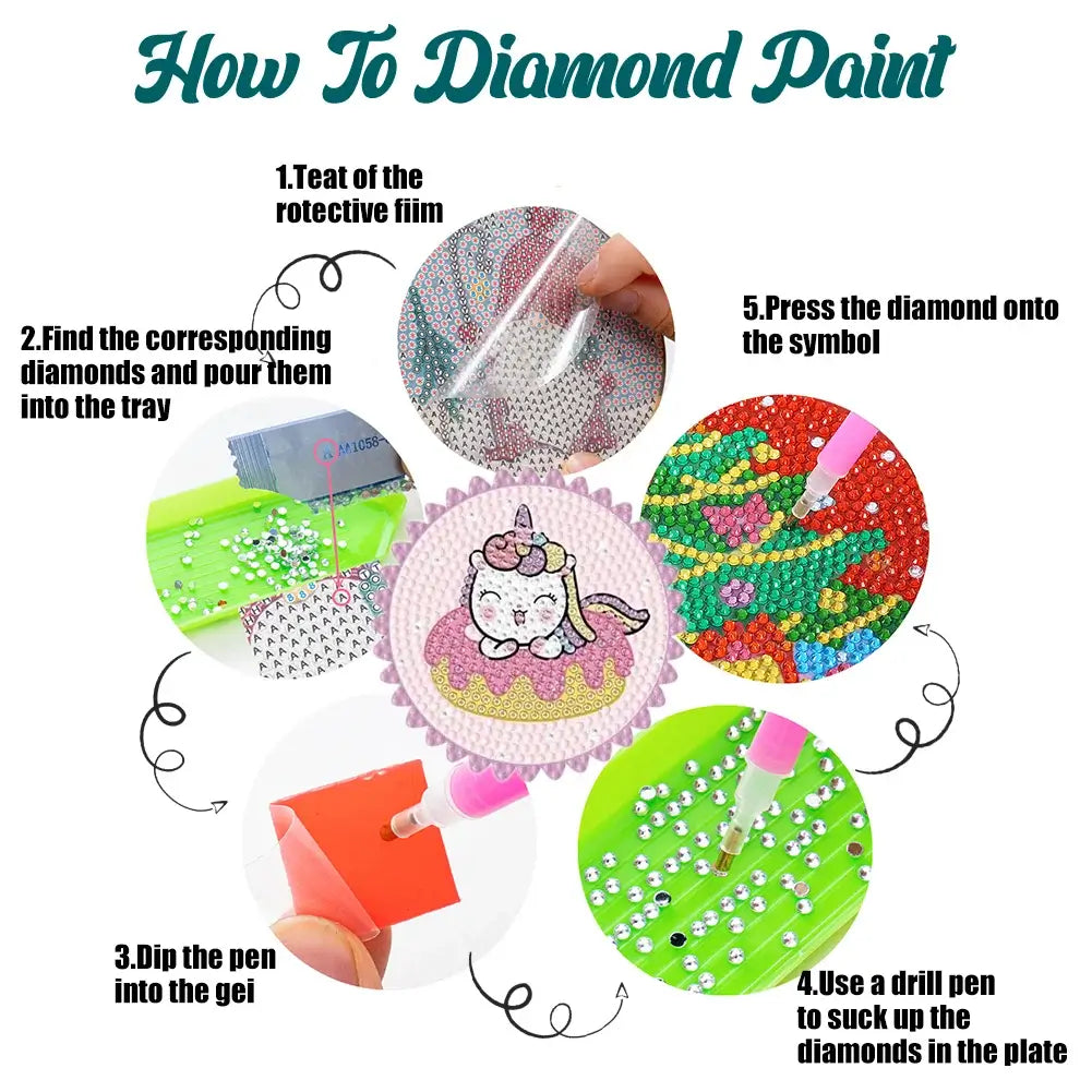how to painting unicorn diamond painting cup coaster