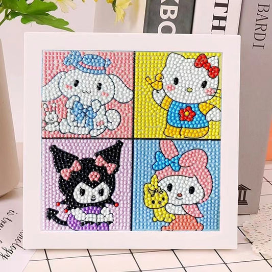 kuromi Four-square grid Diamond Painting Kit For Kids With/ Without Frame