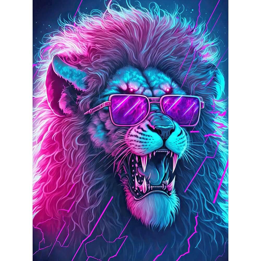 5D DIY Diamond painting - Full Round / Square - Lion Wears Sunglasses