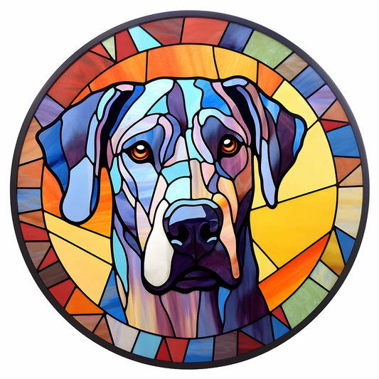 paint by diamonds stained glass dog