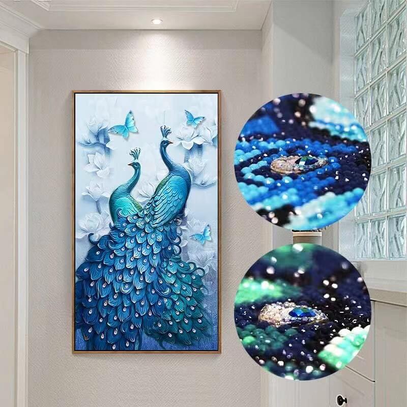 Full Drill Diamond Painting - Crystal Rhinestone - Blue Peacock