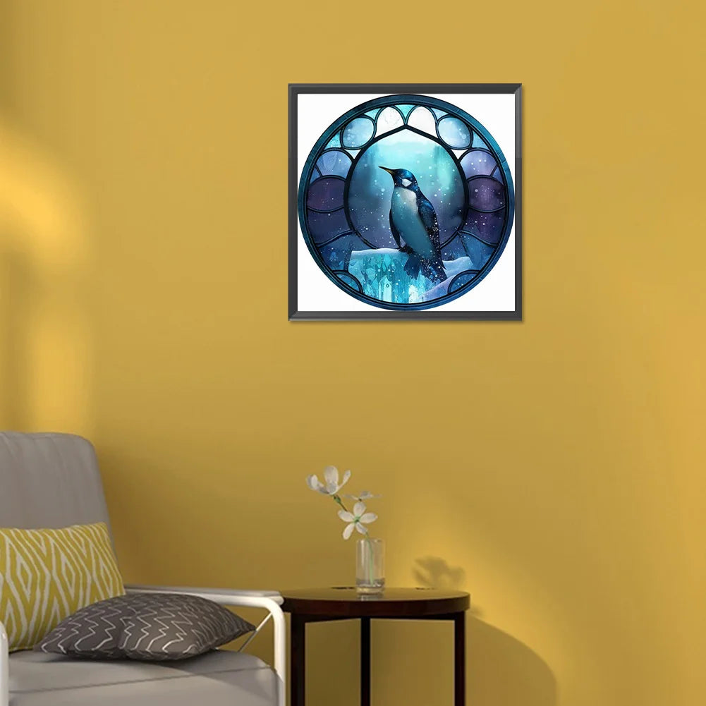 Penguin Stained Glass Diamond Art