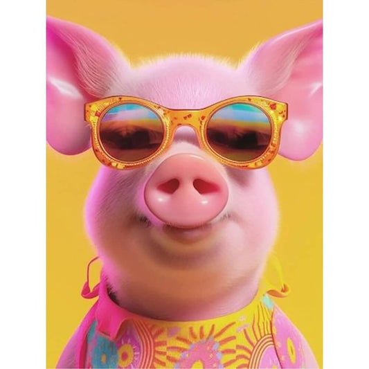 Pig With Glasses Diamond Painting