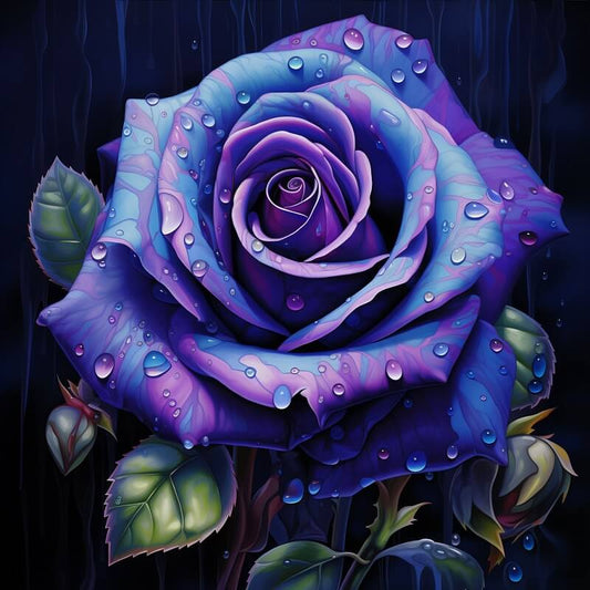 Purple Rose With Water Drops