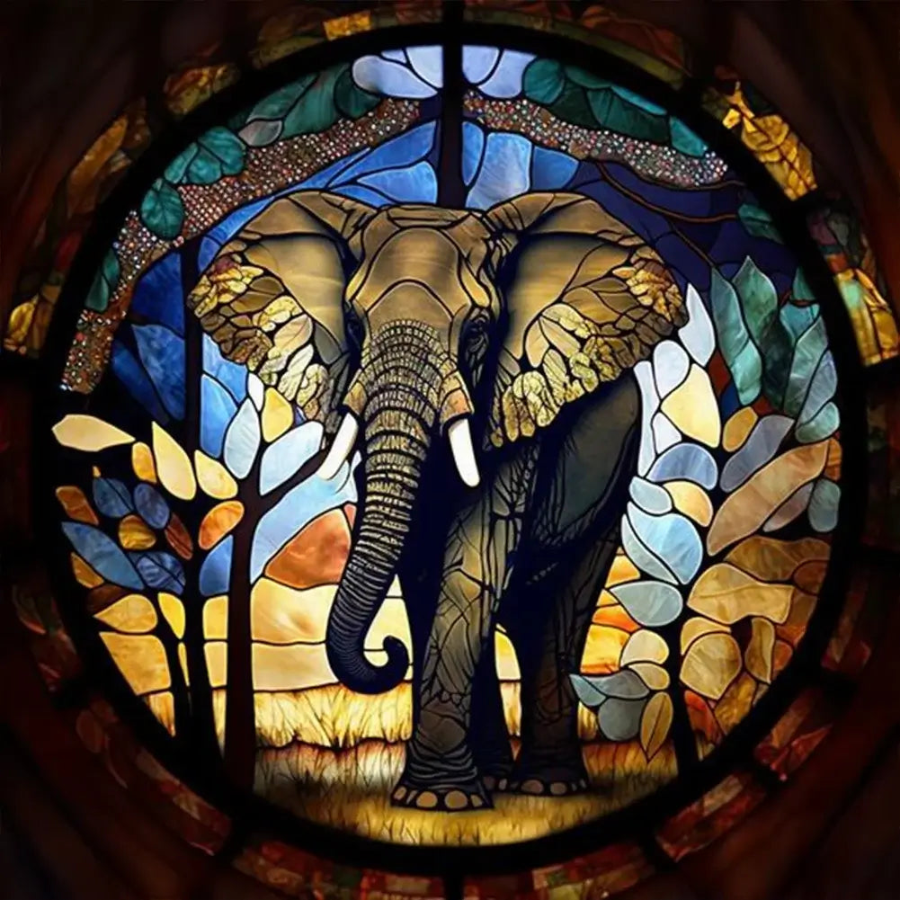 5D DIY Diamond Painting - Full Round / Square - Stained Glass Elephant