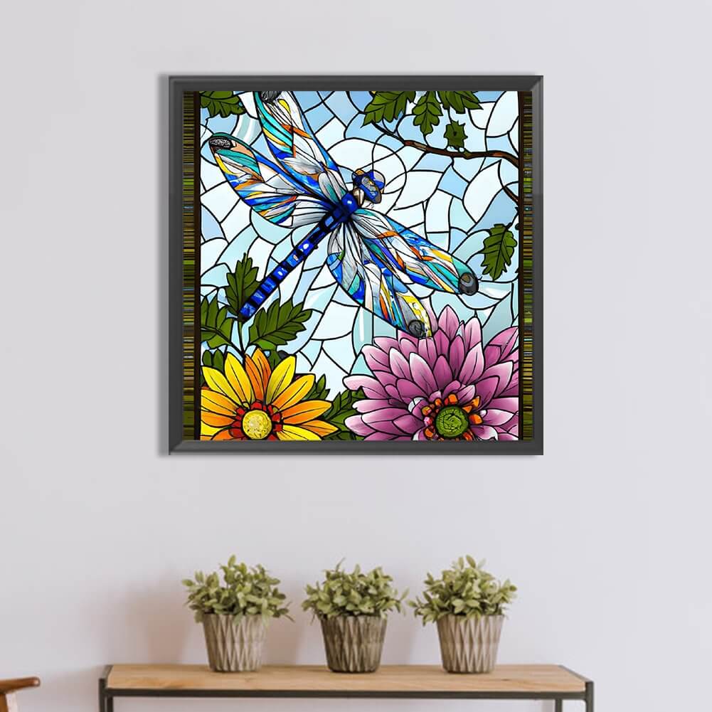 Stained Glass Dragonfly Diamond Painting