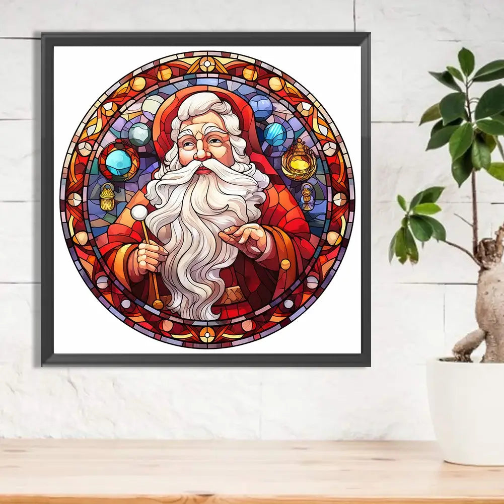 stained glass santa claus diamond painting kit