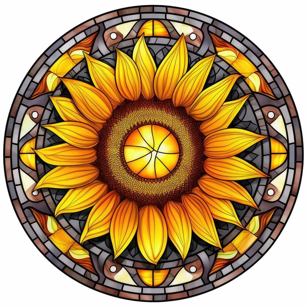 5D DIY Diamond Painting Glass Stained Sunflower Mosaic Cross