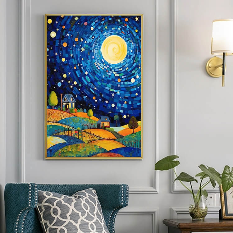 Starry Night Village Diamond Painting
