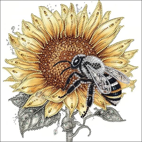 Sunflower & Bee Crystal Rhinestone Diamond Painting E