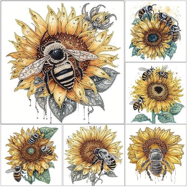 Sunflower & Bee Crystal Rhinestone Diamond Painting (30*30cm)