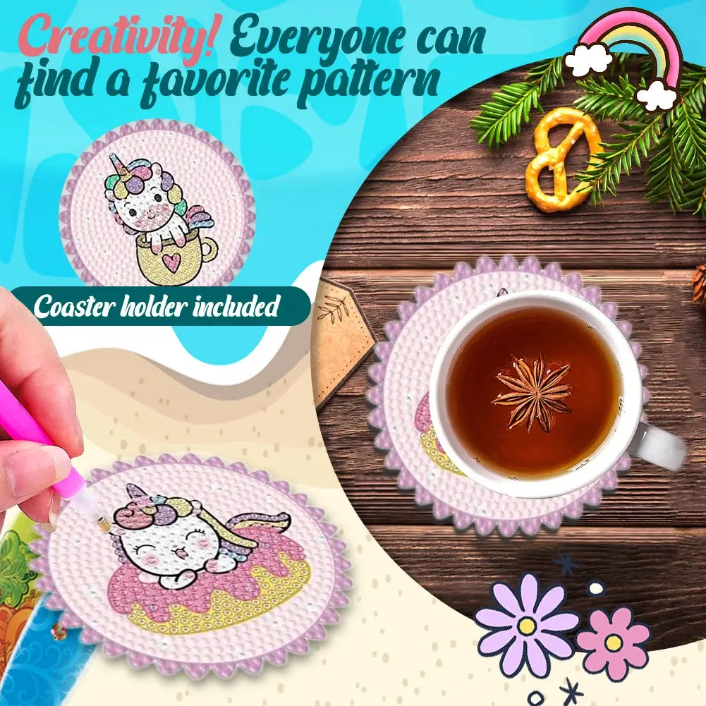 unicorn diamond painting cup coaster
