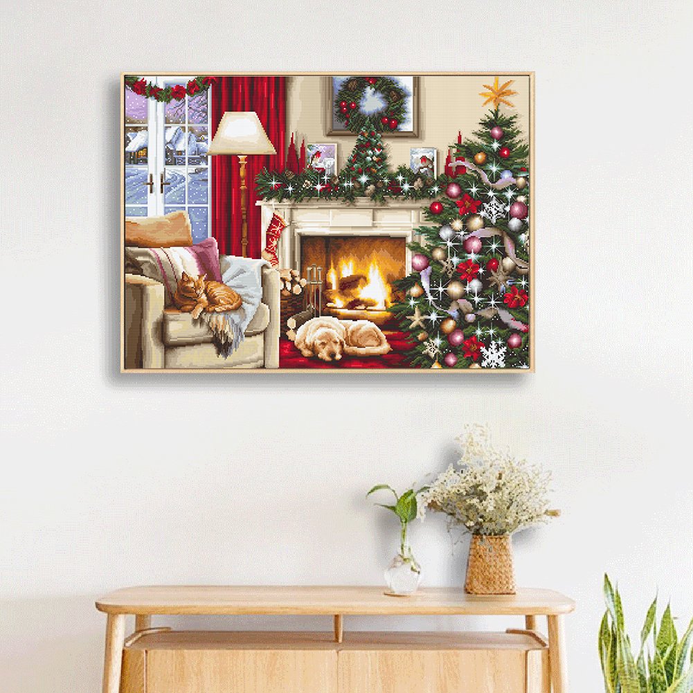 11ct Estampado Ponto Cruz - Casa de Natal (50*35cm)