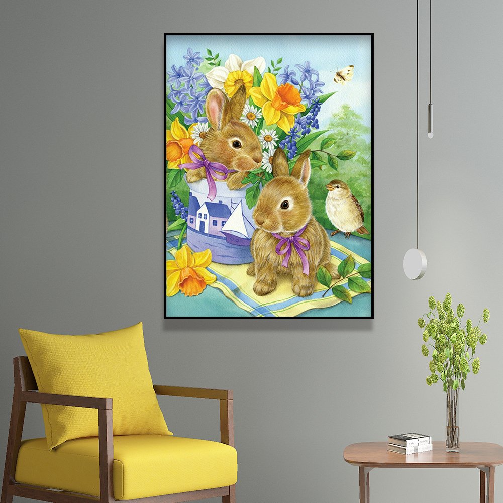 Diamond Painting - Full Round - Spring Rabbits