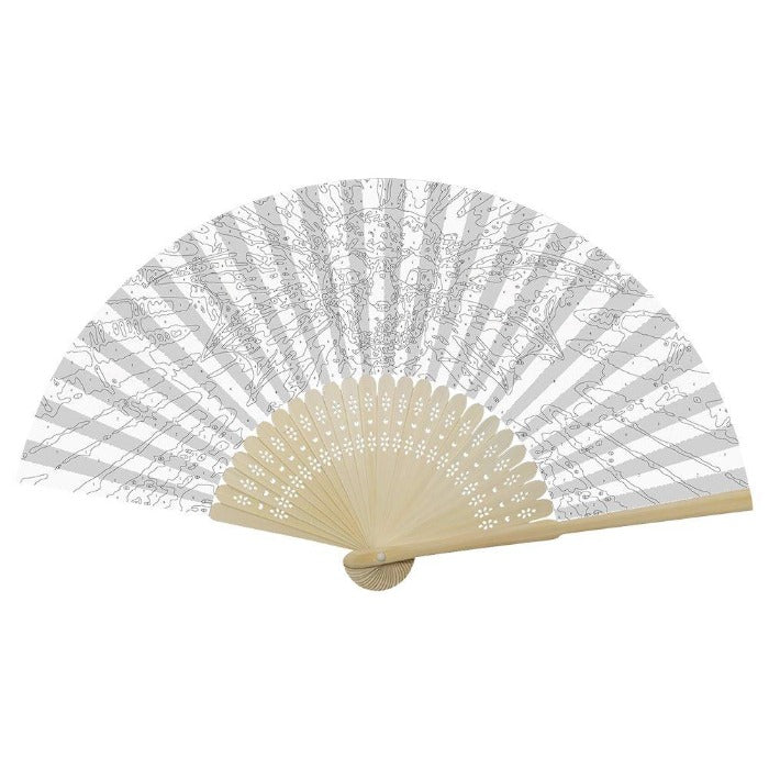 DIY Oil Paint By Number Folding Paper Fan Art Craft Skull Head