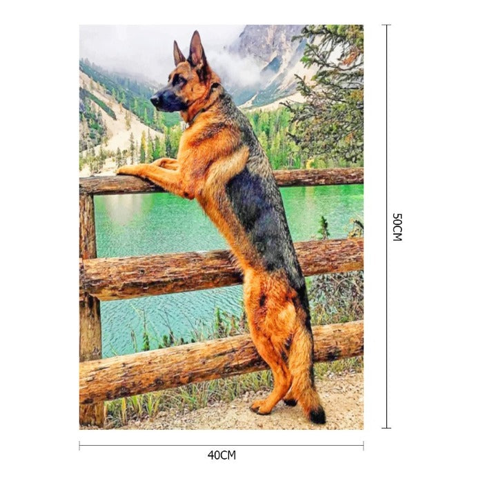 DIY Unframed Running Dog See the Scenery Oil Painting Picture By Numbers