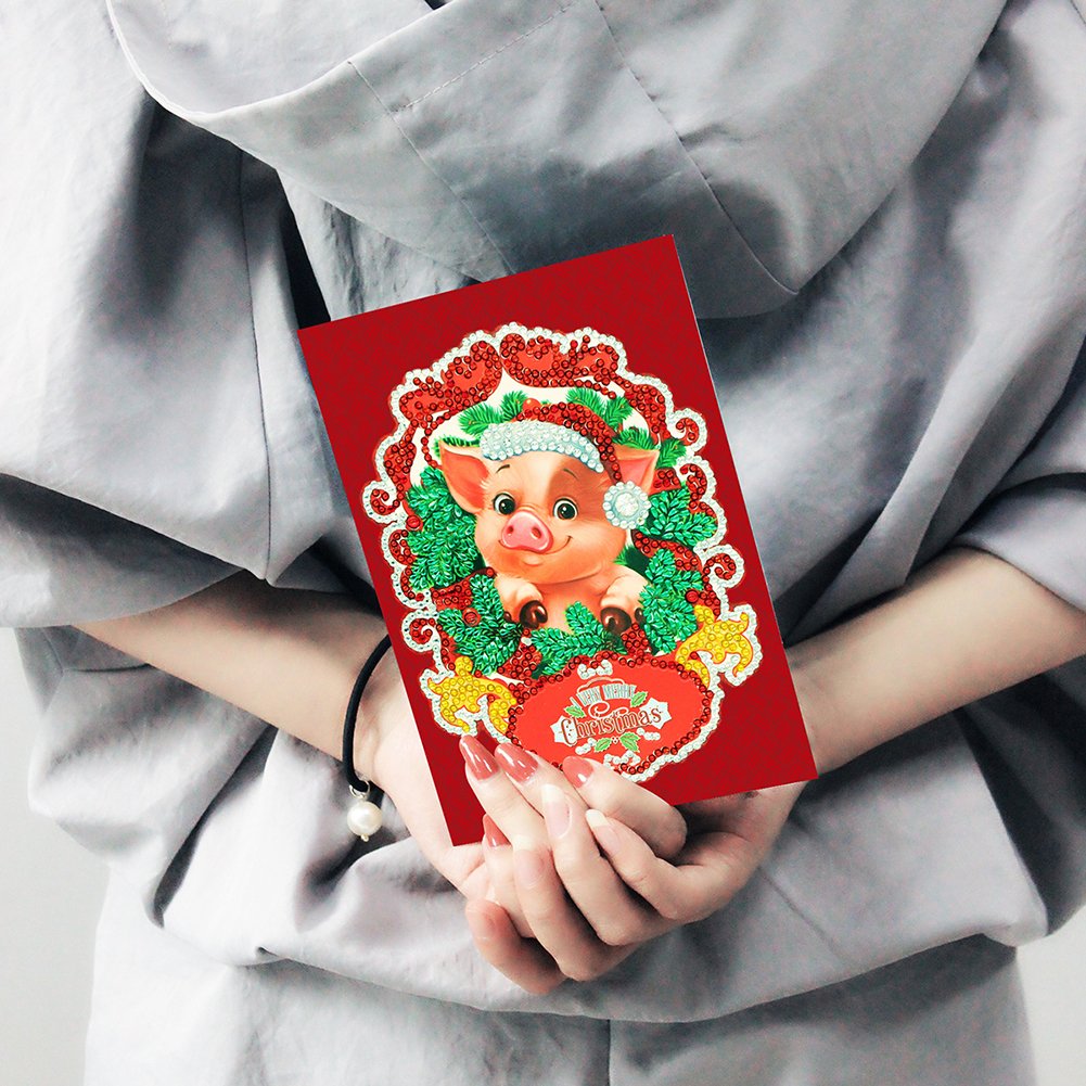 DIY Diamond Painting Greeting Card - Pig
