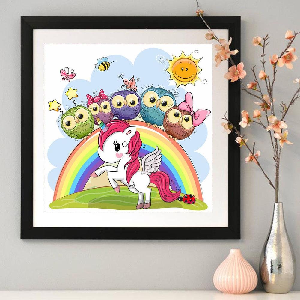 Diamond Painting - Full Round - Cartoon Horse & Owls
