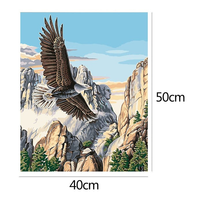 Hand Painted Drawing Acrylic Canvas Flying Eagle Wall Art Craft Decor
