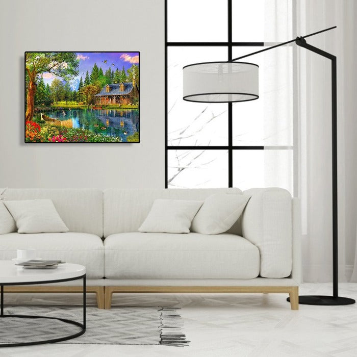 Painting By Numbers House DIY Oil Coloring Canvas Paint Drawing Picture