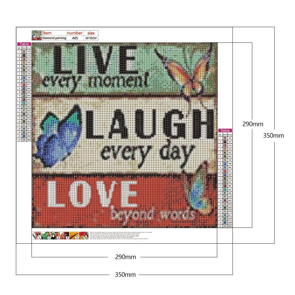 Diamond Painting - Full Round - Live Laugh Love (35*35cm)